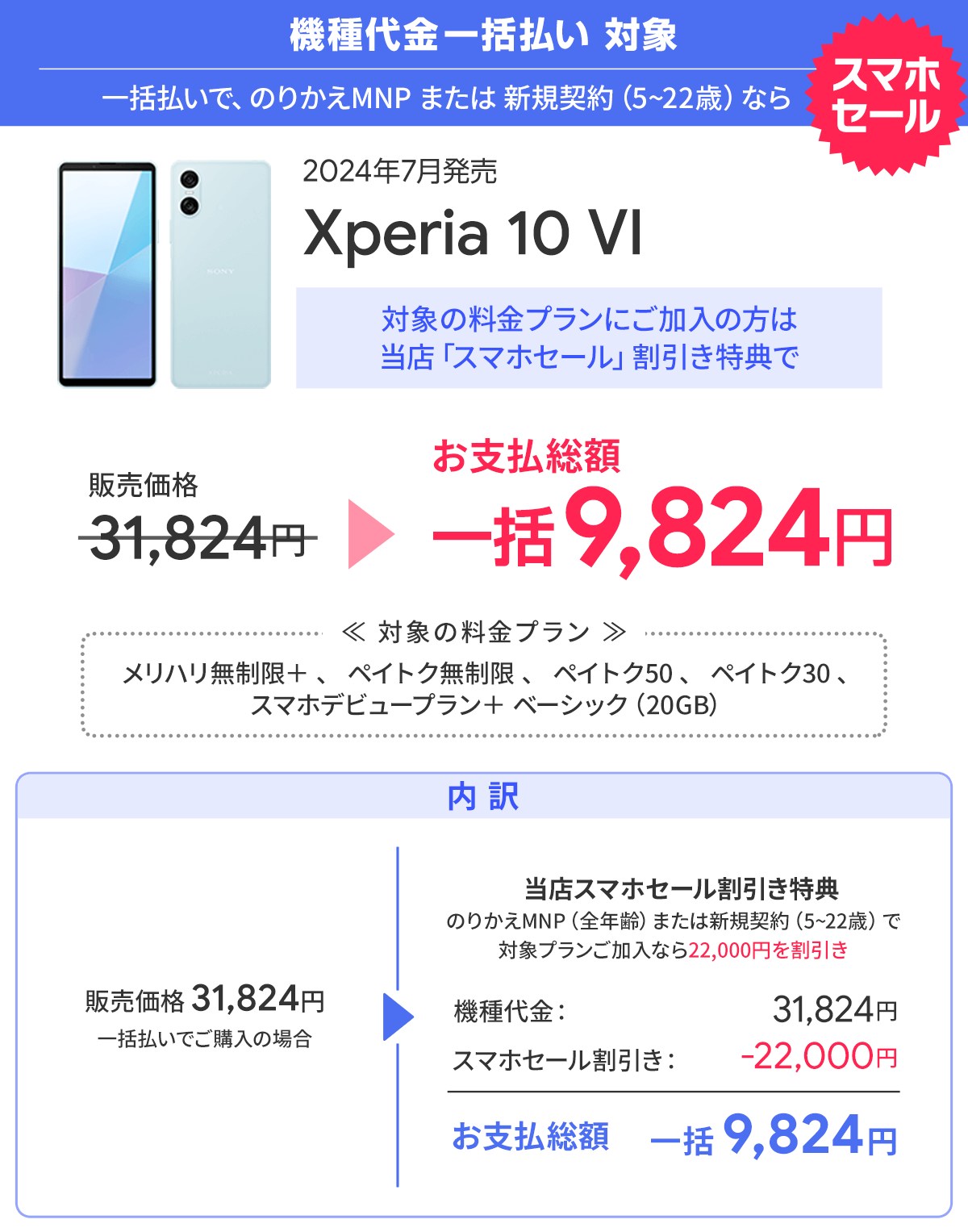 ソフトバンク「Xperia 10 VI」が割引き！スマホ乗り換えドットコムキャンペーン「スマホセール」
