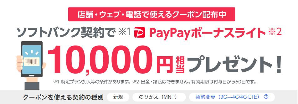 PayPayボーナスライト10,000円相当プレゼント！
